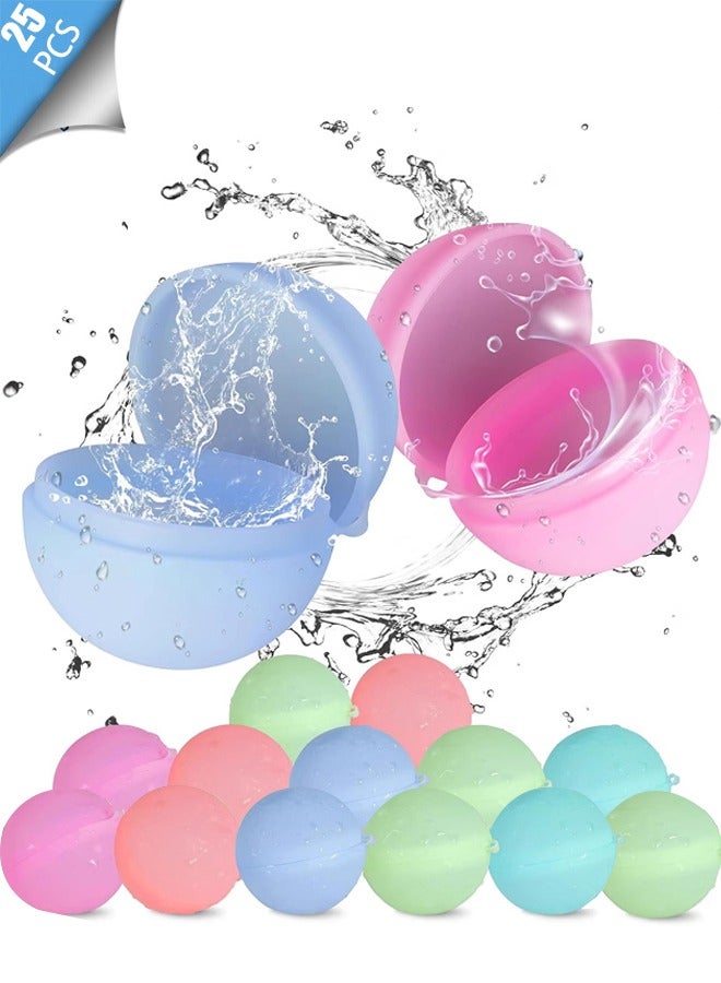 Water Balloons Reusable 25 PCS Soft Silicone Water Splash Ball for Kids School Self-Sealing Refillable Water Ballfor Kids Adults Fun Water Fight Game Summer Swimming Pool Party Supplies - Image 1
